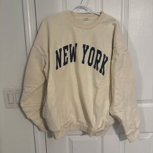 John Galt NEW YORK Cream Crewneck Sweatshirt